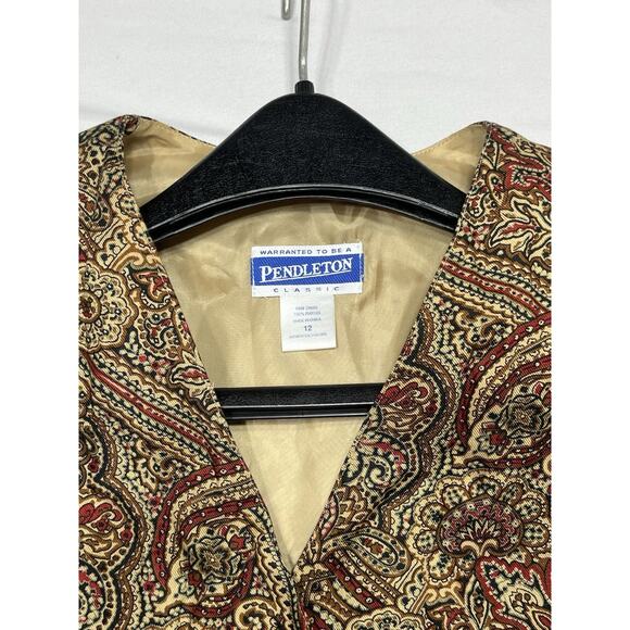 Pendleton Classic Lined Vest - Rust Multi Paisley - Rayon Size 12 - Picture 4 of 8